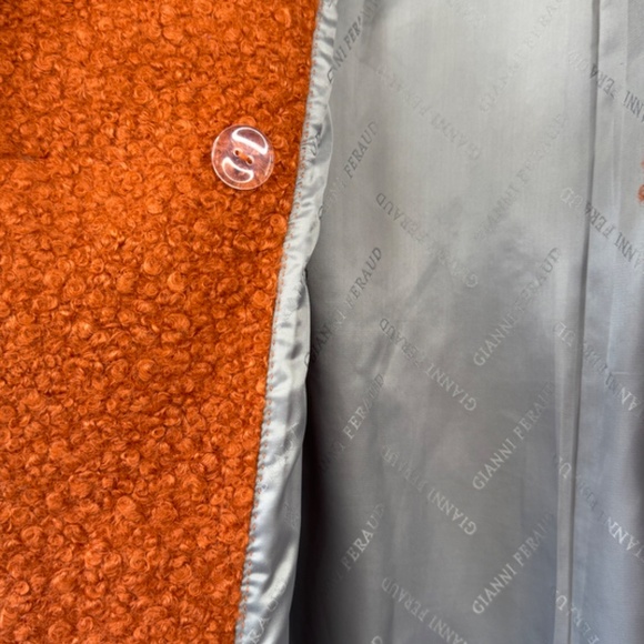 Gianni Feraud Femme Womens Orange Collared Pea Coat Double Breasted Jacket 6 US - Picture 9 of 14